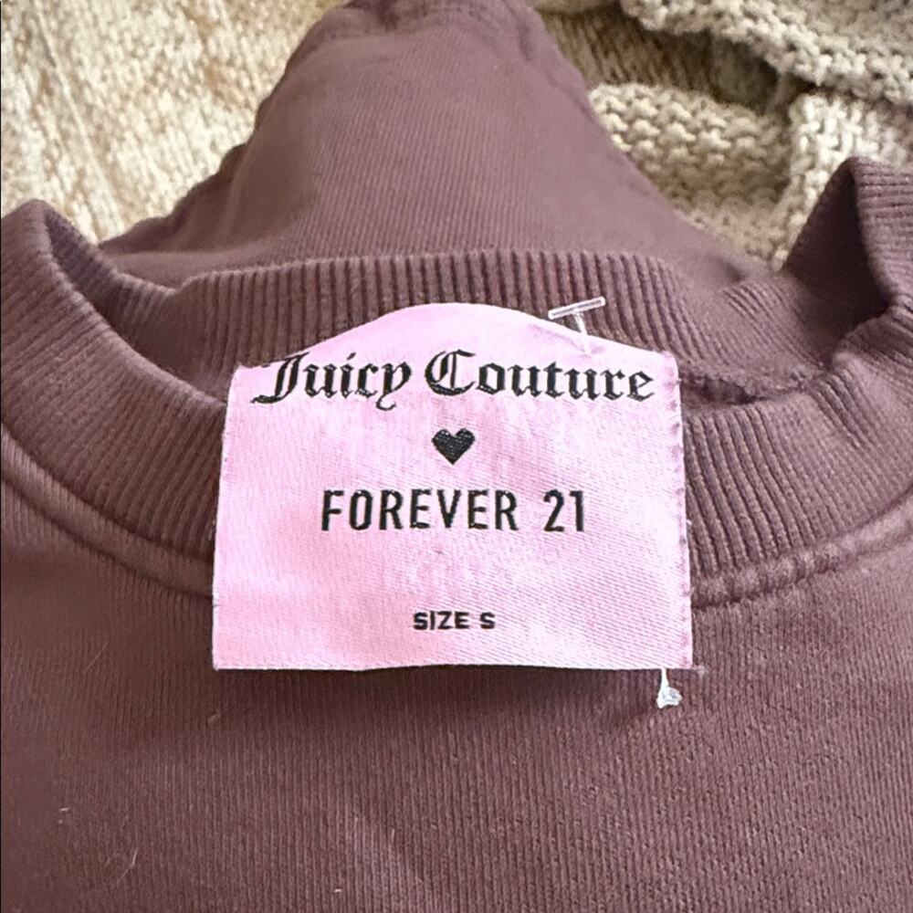 JUICY COUTURExFOREVER 21 Y2K embroidered cropped drawstring waist crewneck S - Picture 2 of 3